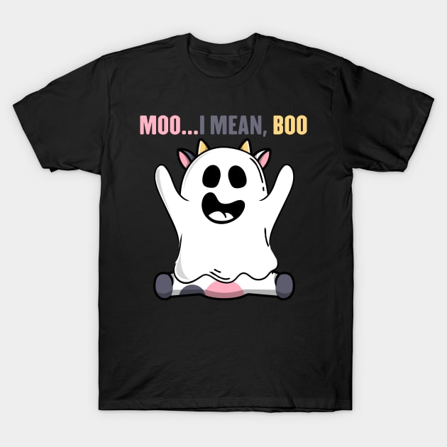 cow cow ghost Halloween Moo I Mean Boo cow halloween costume T-Shirt by HBart